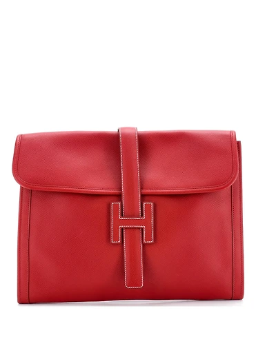 Pre-Owned Hermes Gm Jige Clutch Epsom