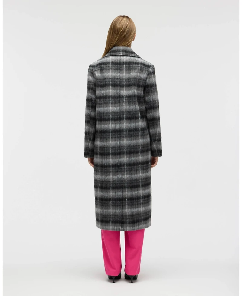 Nvlt Women's Brushed Plaid Wool Blend Boyfriend Coat