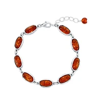 Caribbean Treasures Sterling Silver, Oval Amber Bracelet