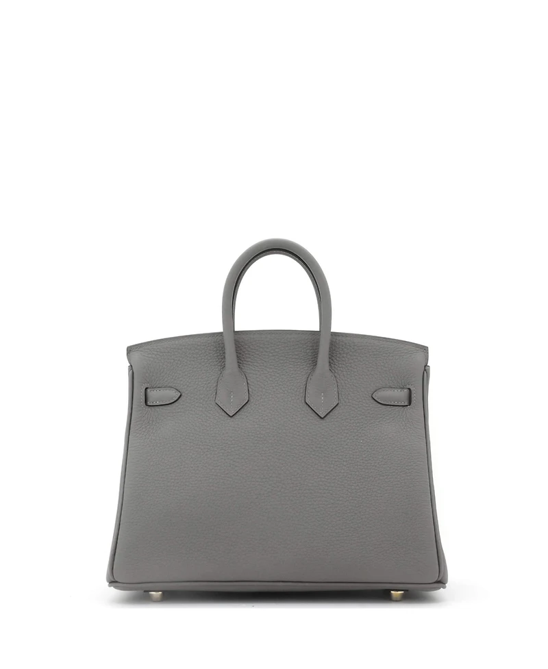 Pre-Owned Hermes Birkin 25 Handbag Grey Togo with Permabrass Hardware