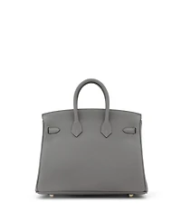 Pre-Owned Hermes Birkin 25 Handbag Grey Togo with Permabrass Hardware