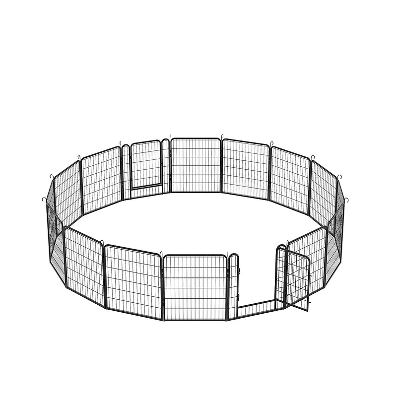 Aostirmotor 16 Black Panels 31.7 in H. Heavy Duty Metal Pet Exercise Pen with Door for Outdoor, Indoor