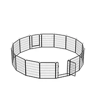 Aostirmotor 16 Black Panels 31.7 in H. Heavy Duty Metal Pet Exercise Pen with Door for Outdoor, Indoor