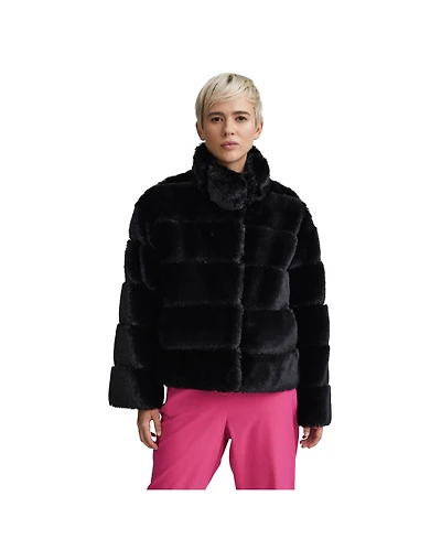 Nvlt Women's Wide Stripe Faux Fur Jacket