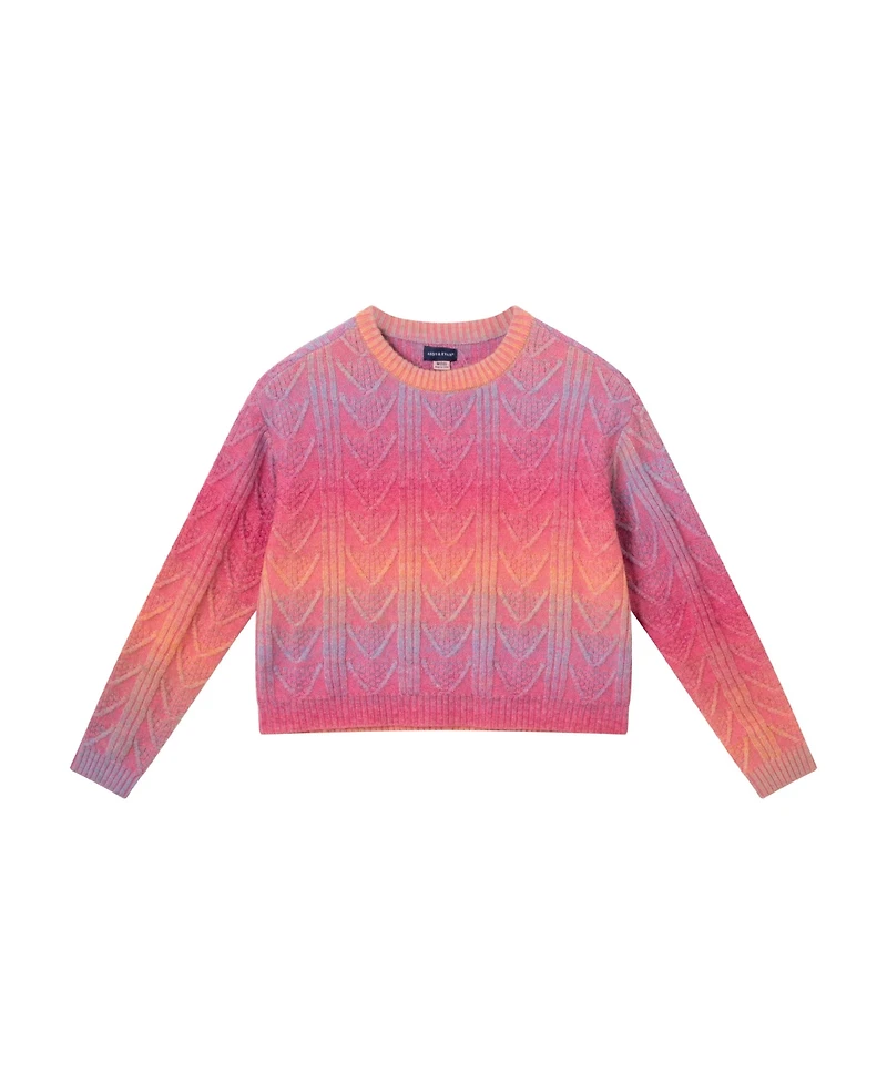 Andy & Evan Child Girls Rainbow Ombre Cable Knit Sweater