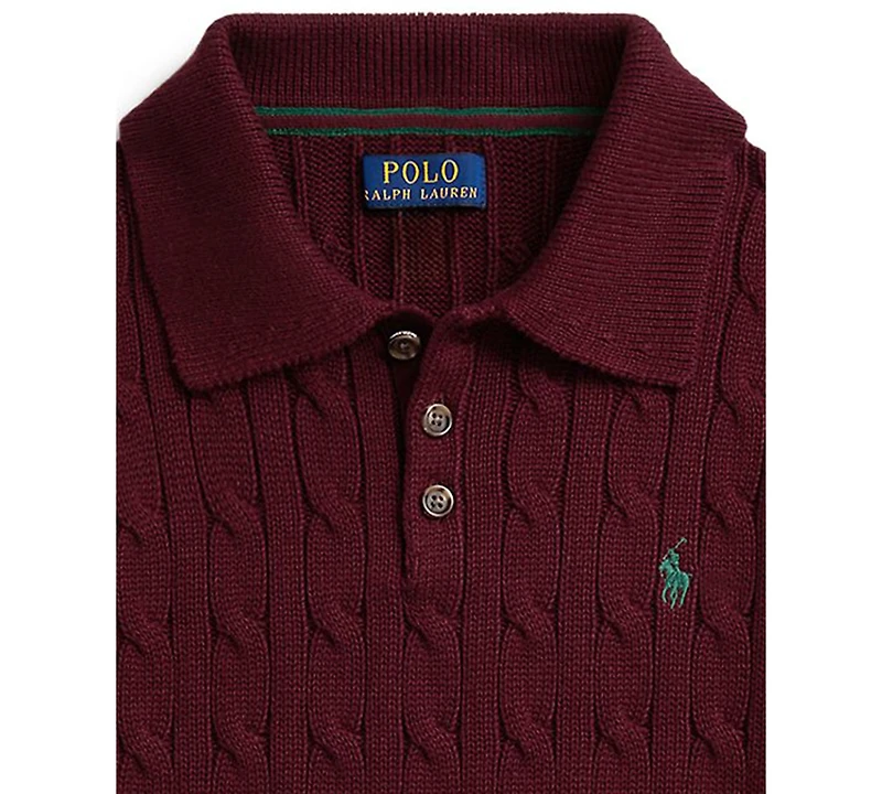 Polo Ralph Lauren Big Boys Cable-Knit Cotton Polo Sweater