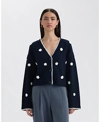 Nvlt Women's Crochet Flower Cardigan