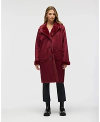 Nvlt Women's Longline Faux Shearling Coat