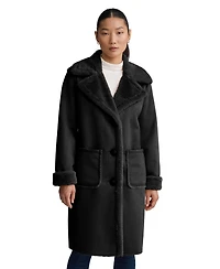 Nvlt Women's Longline Faux Shearling Coat