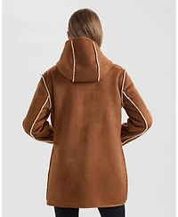 Ellen Tracy Women's Hooded Shearling Coat