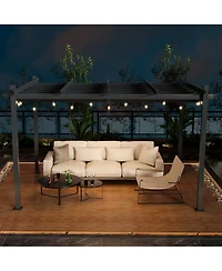 Gymax 10 x 13ft Outdoor Aluminum Retractable Pergola Canopy Shelter Grape Trellis