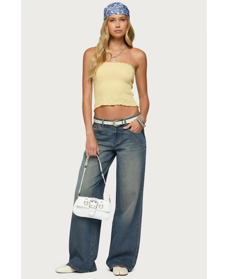 Edikted Womens Emmet Strapless Scrunch Top