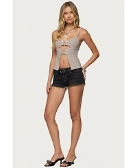 Edikted Womens Shay Split Front Buckle Tank Top