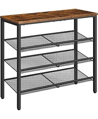 Vanirror Shoe Rack for Entryway, 4-Tier Shoe Organizer with Adjustable Mesh Shelves, 12-16 Pairs of Shoes, Spacious Floor Mount, Metal, Industrial, Sh