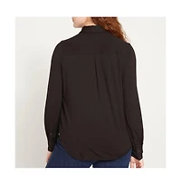 Universal Standard Womens Plus Elbe Popover Liquid Jersey Shirt Classic Fit