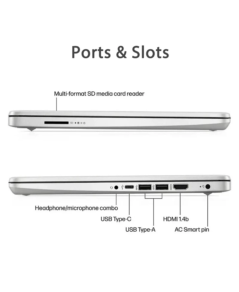 Hp Essential 14" Entry Traditional Laptop Intel N-Series N150 4GB Ram Intel Graphics 128GB eMMC Storage Windows 11 Home Hd 60Hz - Silver