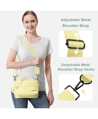 Small Gym Bag 9 inch, Mini Duffle Bag with Adjustable Strap, Lightweight Carry On Sport Bag for Women Girls (Light Yellow)