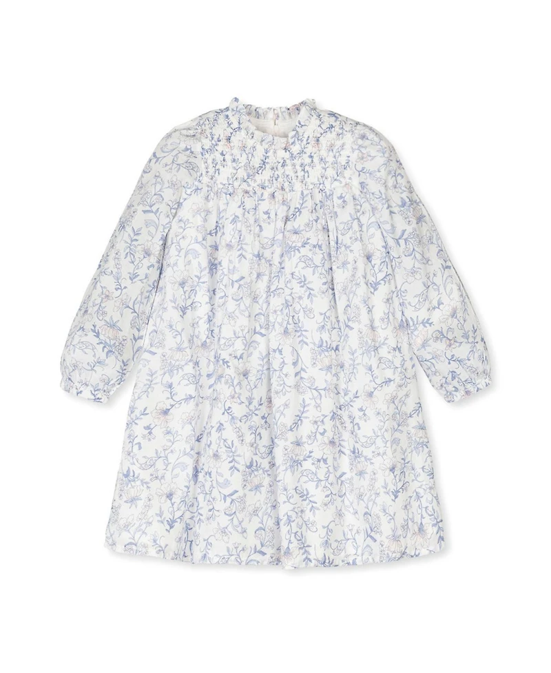 Hope & Henry Little and Big Girls' Organic Long Sleeve Ruffle Neck Smocked Yoke Dress