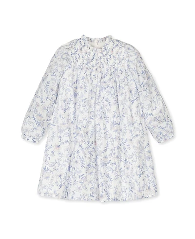 Hope & Henry Little and Big Girls' Organic Long Sleeve Ruffle Neck Smocked Yoke Dress