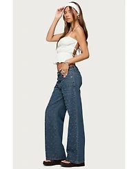 Edikted Women's Esmay Studded Low Rise Jeans