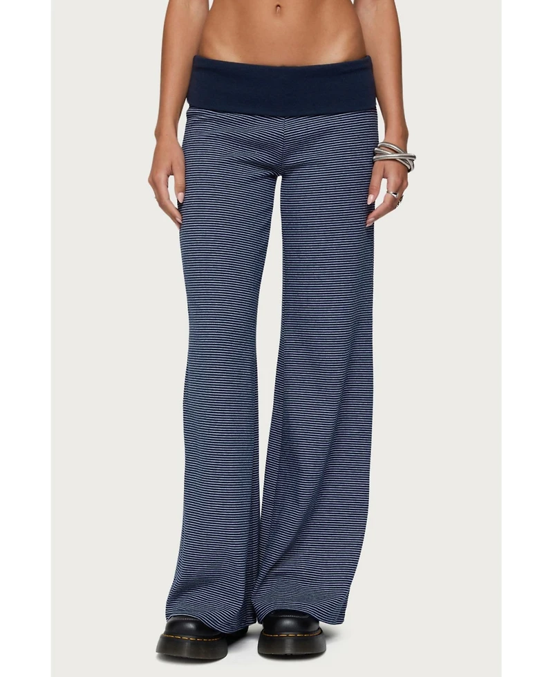 Edikted Women's Amarna Striped Fold Over Pants