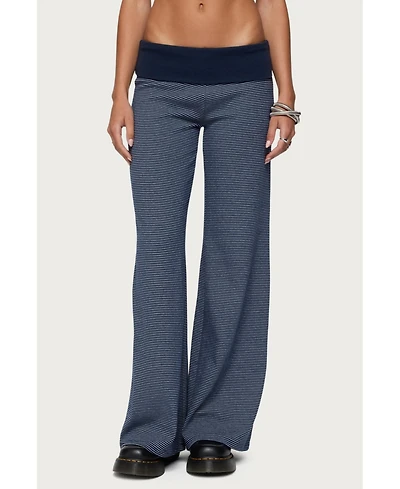 Edikted Women's Amarna Striped Fold Over Pants