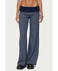 Edikted Women's Amarna Striped Fold Over Pants