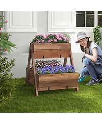 Gymax 21'' x 8'' x 8.5'' Vertical Raised Garden bed Planter Stand w/ 3 Planter Boxes