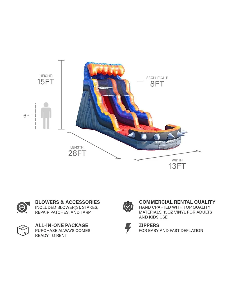 JumpOrange Rocker Commercial Grade Inflatable Water Slide with Splash Pool & Blower, Kids and Adults, Outdoor Backyard Water Park, Indoor Use, Summer