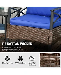 Outsunny 3pc Rocking Chair Set w/ Cushions, Wicker Bistro Set