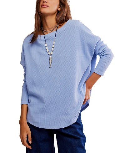 Free People Women's Latte Blues Thermal Long Sleeve Top