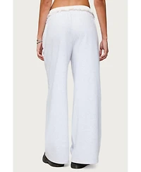 Edikted Womens Tamia Peekaboo Ruffle Lace Sweatpants