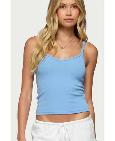 Edikted Womens Aspyn V Neck Ribbed Tank Top