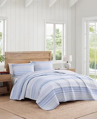 Tommy Hilfiger Bold Stripe Textured Cotton Reversible -Pc. Quilt Set