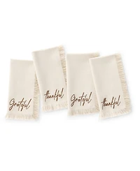 Elrene Fringed Harvest Sentiment Cotton Napkins, Set of 4
