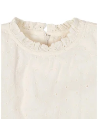 Hope & Henry Little and Big Girls' Organic Flutter Sleeve Tiered Eyelet Dress