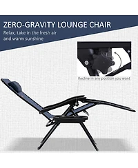 Outsunny Zero Gravity Chair Set with Folding Table & Cup Holder Trays,