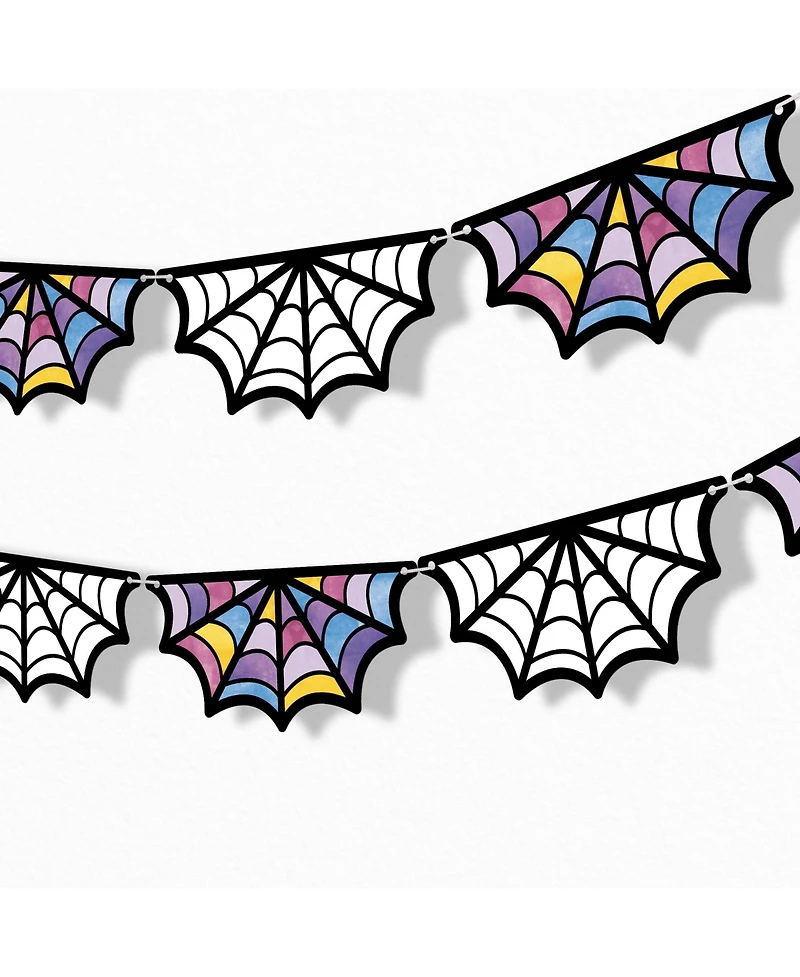 Big Dot of Happiness Goth Girl Garland Banner, 15 Feet of Cord, 15 Paper Stained Glass Window Shapes