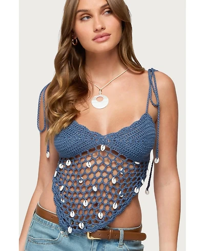Edikted Women's Shelley Asymmetric Crochet Top