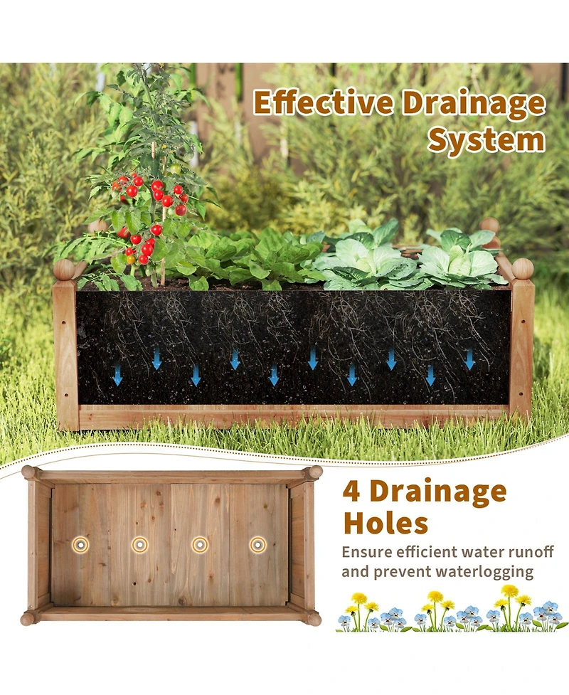 Gymax Raised Garden Bed 46'' x 24'' x 16'' Planter Box w/ 4 Drainage Holes for Patio