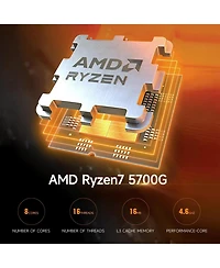 Ipason Prebuilt Home & Gaming Pc - Ryzen 7 5700G Apu, Integrated Graphics, 16GB Ram, 1TB Ssd, Win 11 Home - For Casual Gamers & Creators