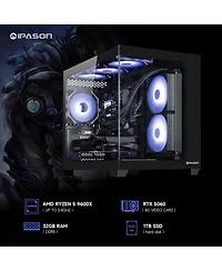 Ipason Gaming Desktop: Nvidia Rtx 5060 8G, Amd Ryzen 5 9600X, 32GB DDR5 Ram, 1TB Ssd, Liquid Cooling - Prebuilt Gaming Pc with Wi-Fi & Rgb