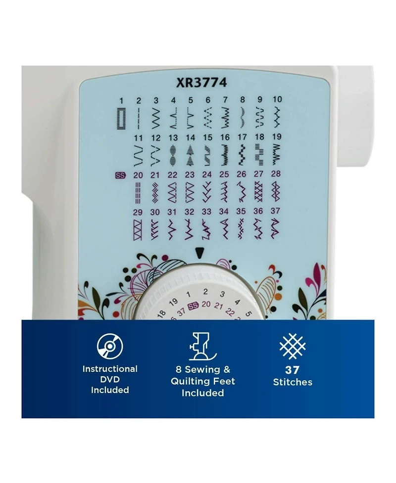 Brother XR3774 Wide Table Sewing with Built-In Stitches with Sewing Bundle