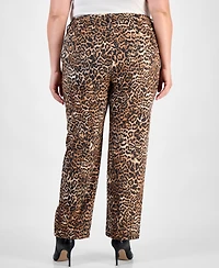 Jones New York Plus Printed Lexington Straight-Leg Pants