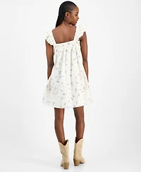 Lucky Brand Women's Ruched Flutter Mini Dress