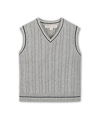 Hope & Henry Little and Big Boys' Organic V-Neck Cable Sweater Vest