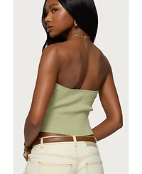 Edikted Womens Bead Cut Out Strapless Knit Top