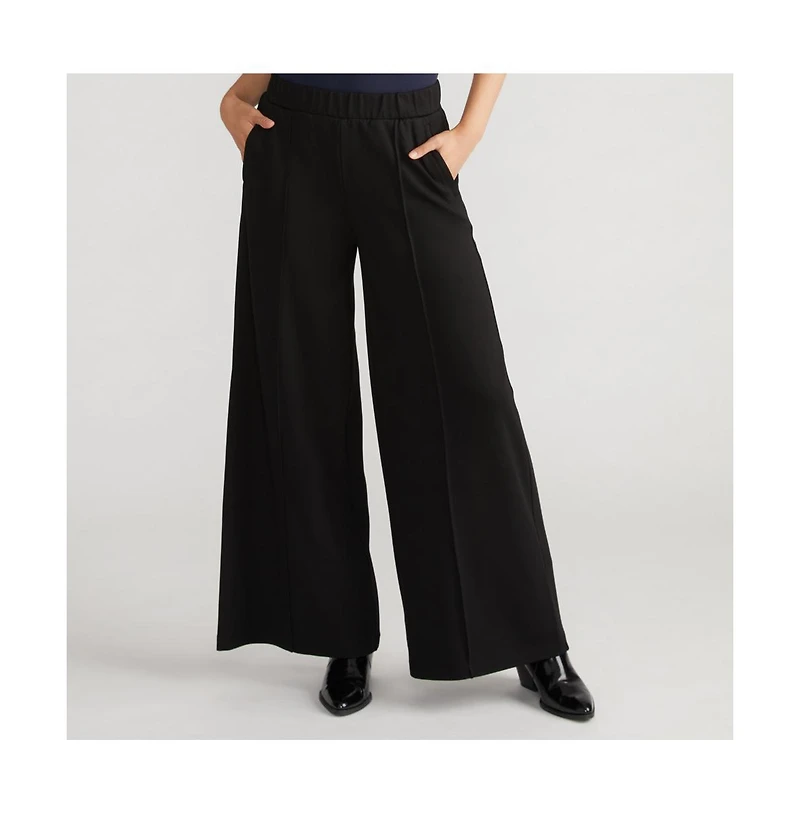 Universal Standard Womens Plus Pam Pintuck Wide Leg Ponte Pants