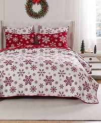 Greenland Home Fashions Snowflakes Holiday Matelasse -Pc. Coverlet Set