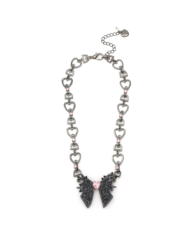 Betsey Johnson Faux Stone Spiky Bow Pendant Necklace